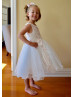 Beaded Pink Embroidery Satin Tulle Flower Girl Dress